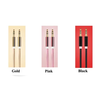 

Car Aux Cord 1m Nylon Jack Audio Cable 3.5 mm to 3.5mm Aux Cable Male to Male Cloth Audio Aux Cable Gold Plug for iphone speaker
