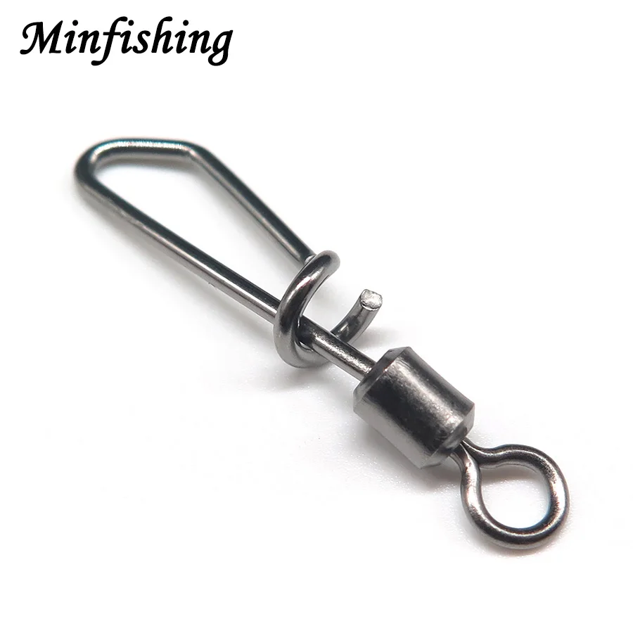 

Minfishing 500pcs Stainless Steel Fishing Swivel Snap Rolling Swivel with Safe Clock Snap Fishing Accessories