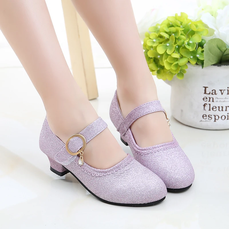 

ULKNN Heels for Girls 2019 kids high-heeled shoes springautumn new crystal dance shoes princess show little girls show shoes