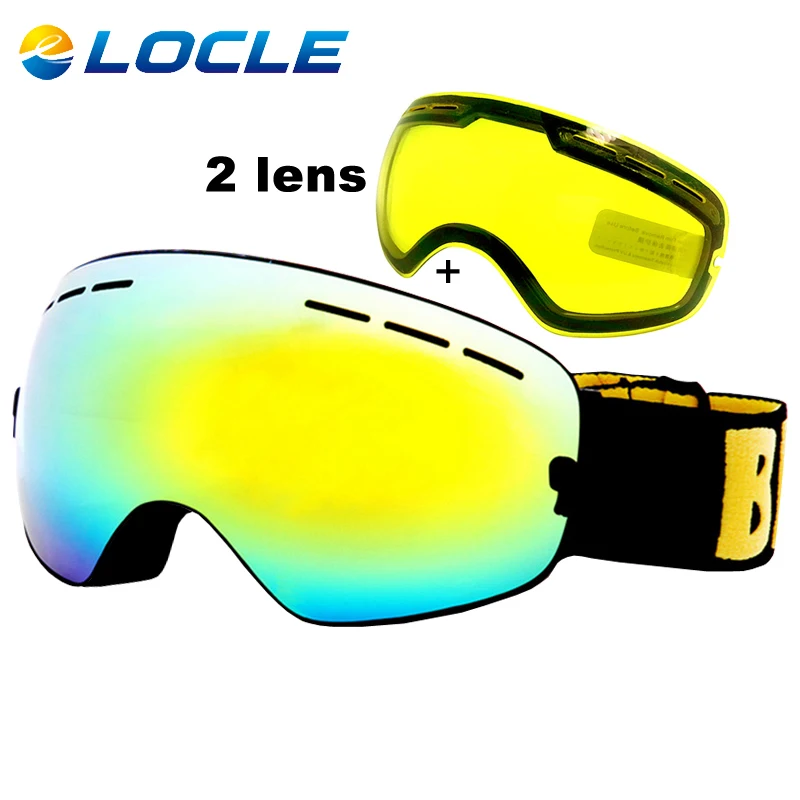 LOCLE Anti fog Ski Goggles UV400 Ski Glasses Double Lens font b Skiing b font Snowboard