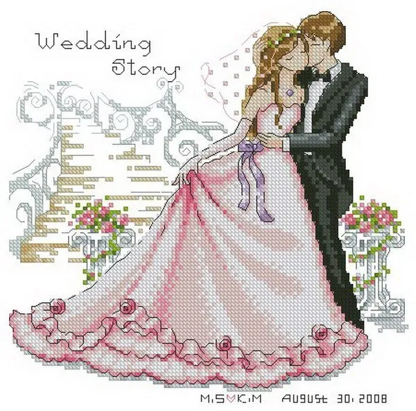 CS-606 cross stitch kit wedding story, wedding cross stitch set.jpg