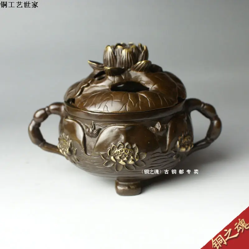 

Wholesale Old antique rare crafts Copper crafts feng shui home decoration copper incense burner incense stove birthday gift