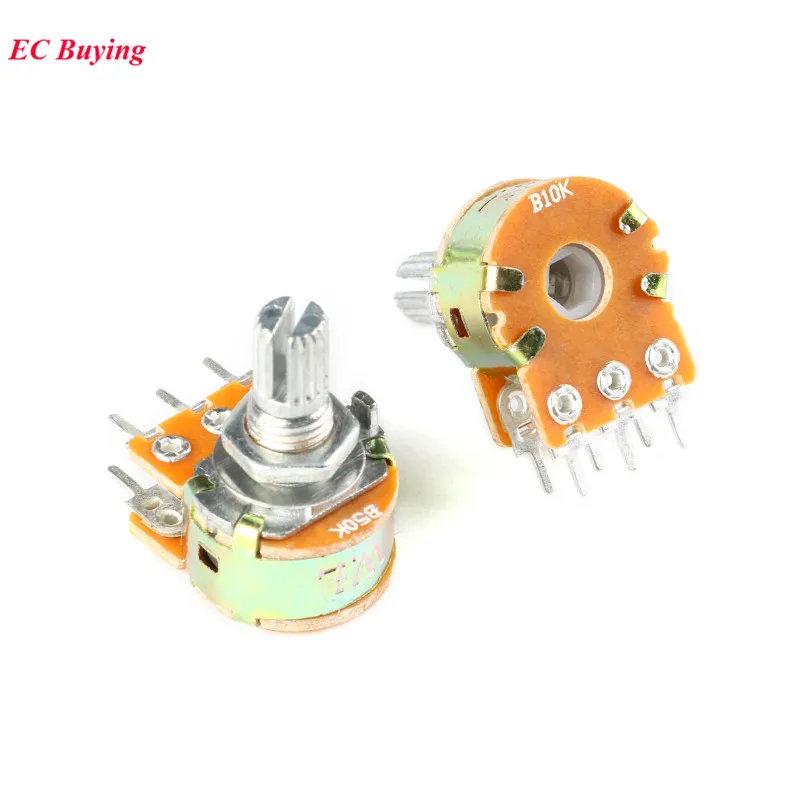 Potentiometer Kit WH148 Dual Potentiometer 1K 2K 5K 10K 20K 50K 100K 500K ohm B1K B2K B5K B10K B20K B50K B100K B500K 6 Pins 15mm 5Pcs/1pc
