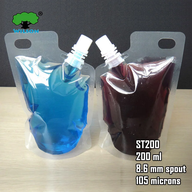 ST-200(200 мл) 20 шт носик стоячий пакет с вешалкой отверстие жидкости Упакованные питьевые пакеты с горлышком может наполнять сок, соус - Цвет: 200 ML