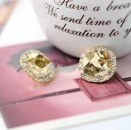 

OMH wholesale buy 5pair OFF20% 9 color 18KT white gold Austrian crystals fashion square Stud Earrings Free shipping EH187