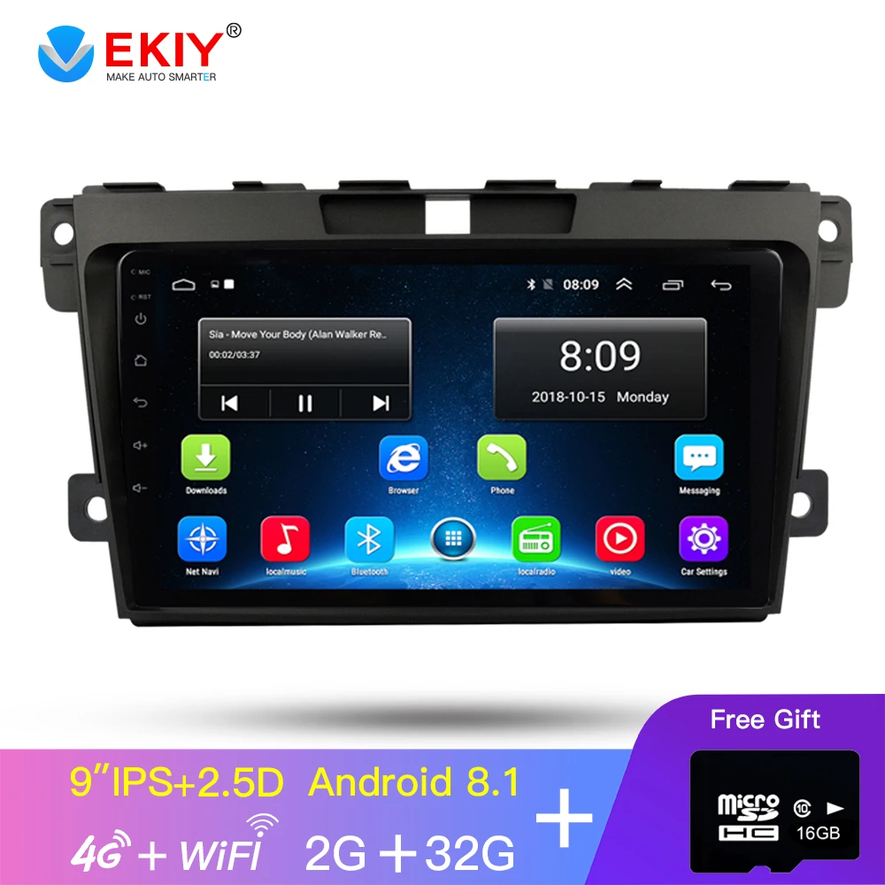 Автомагнитола EKIY 9 дюймов IPS мультимедиа No 2 Din Android видеоплеер навигация GPS для Mazda