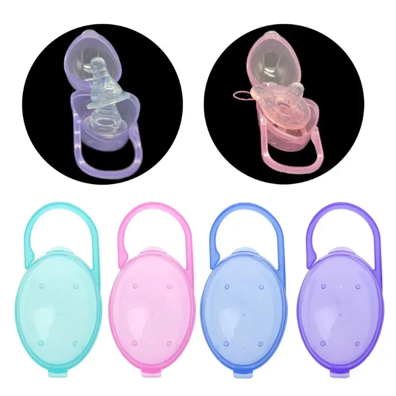 Solid Color Baby Pacifier Soother Box Container Safe Holder Travel Storage Case Transparent