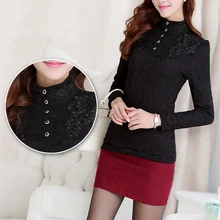 Новинка, женские кружевные рубашки, высокая коллонар, для работы, женские рубашки, черные, белые, розовые, верхняя одежда, плюс кашемировая рубашка S-3XL