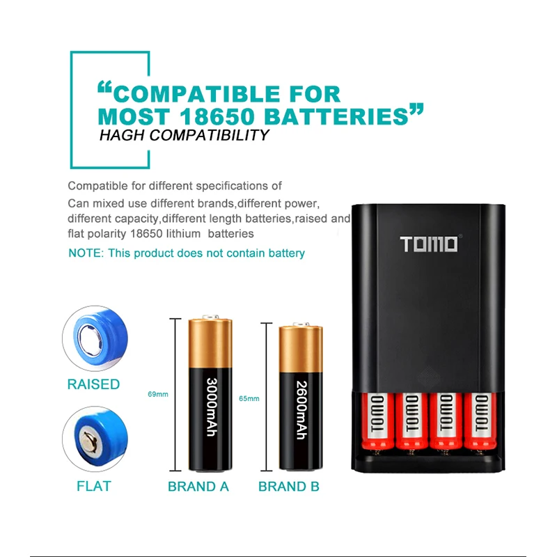 TOMO T4 Интеллектуальный 18650 зарядное устройство чехол портативный DIY дисплей 5 в 2.1A выход Макс для мобильных телефонов pad Планшета