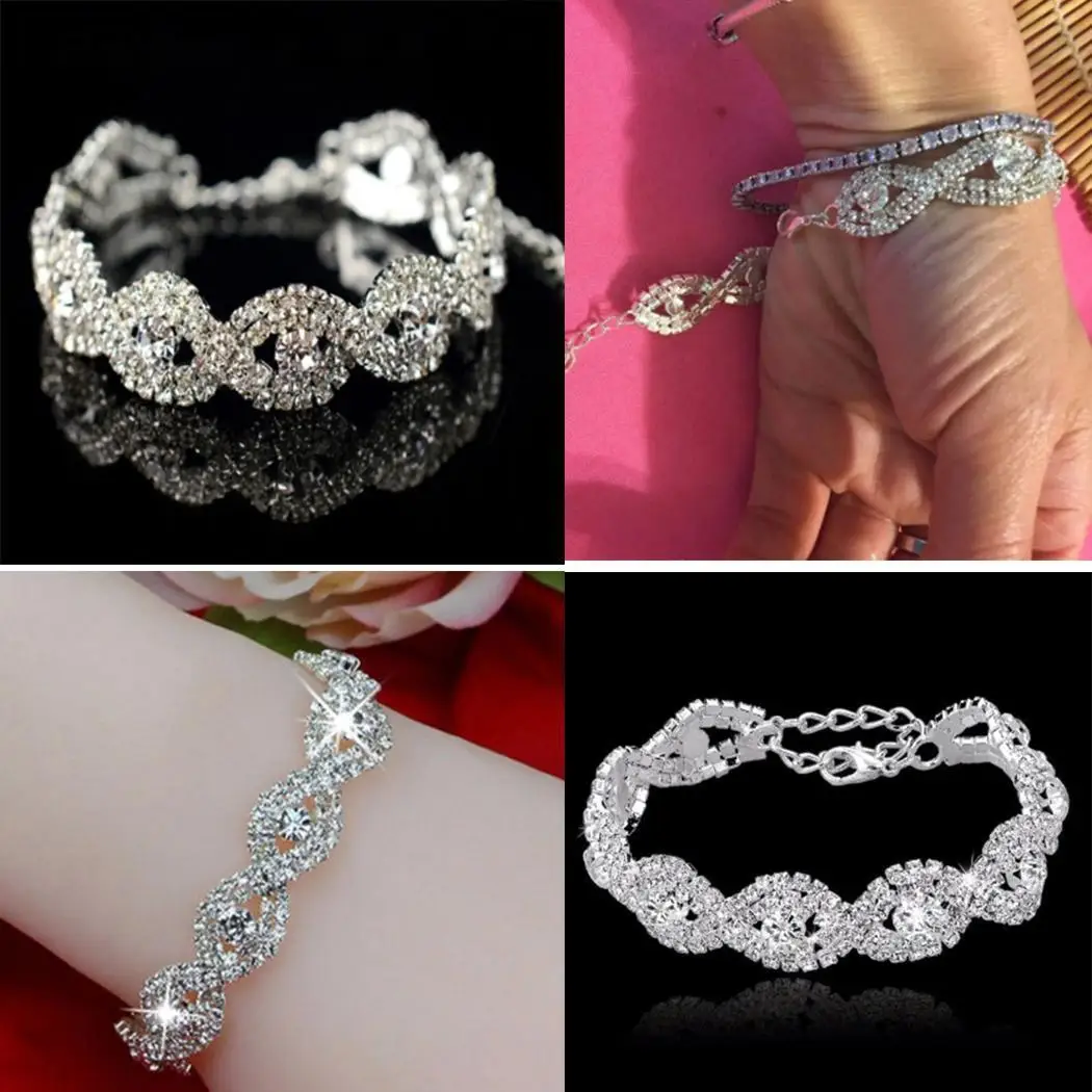 

Fashion Party Rhinestone Wedding Bling Women Bracelet Geometric
