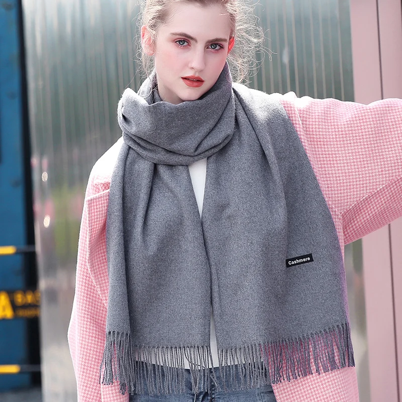 

2018 Solid Autumn Winter Scarf Women Thick Warm Cashmere Scarves With Tassel Long Lady Scarf Pashmina High Quality Female Shawl