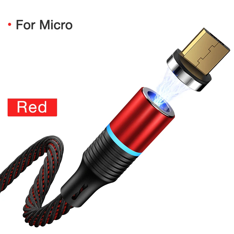 CAFELE светодиодный магнитный Micro USB кабель 3.0A кабель для быстрой зарядки для Xiaomi huawei Android мобильный телефон Micro USB кабель для передачи данных Шнур - Цвет: Red for Micro
