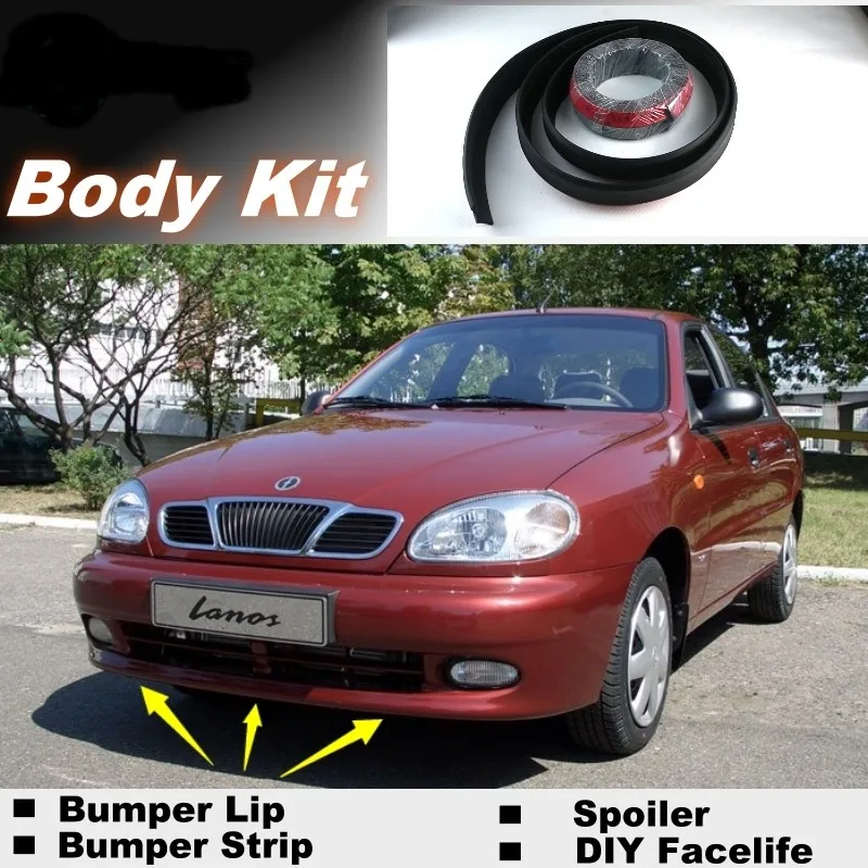 For FSO Lanos Bumper Lip Lips  Top Gear Shop Spoiler For Car Tuning  TOPGEAR Body Kit + Strip