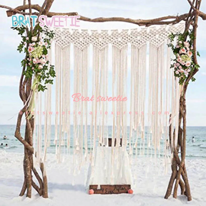 

Macrame Wall Hanging Cotton Handmade Woven Wall Tapestry Room Wedding Backdrop Wedding Decorations DIY Craft Party Supplies