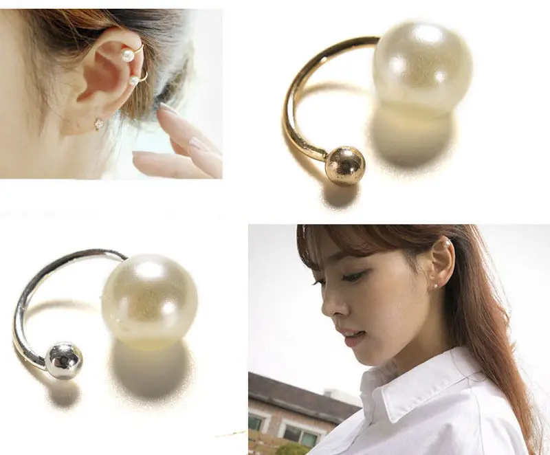 

6mm/8mm Sweet Double Imitation Peals Ear Cuffs Ear Clamp Ear Clip Earrings Women Charming Hot Non Piercing Cartilage Ear Clip
