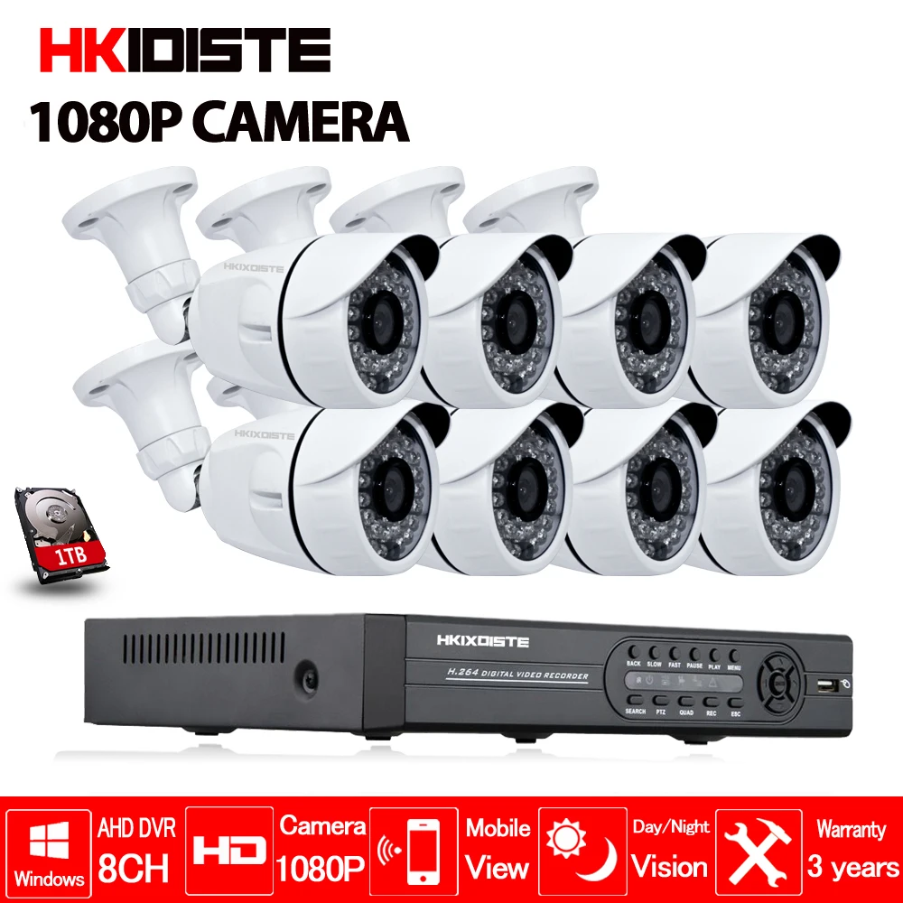 HD 8CH 1080N 1080P CCTV System HDMI AHD DVR 8PCS 2.0MP IR Outdoor Night Vision Security Camera Video Surveillance Kit