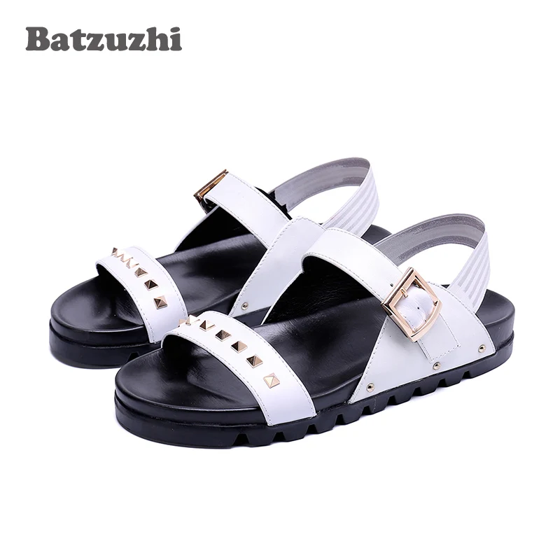 

Fashion Men Sandal Shoes Flats Soft Leather Men's Leather Sandals Gladiator Summer Shoes Men Designer's Shoes, Big Sizes US6-12