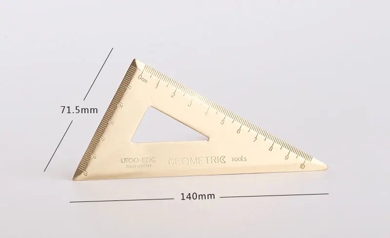 Винтажная латунная треугольная линейка Ретро транспортир чертежная линейка путешественники блокнот аксессуары для планировщика офисные и школьные принадлежности