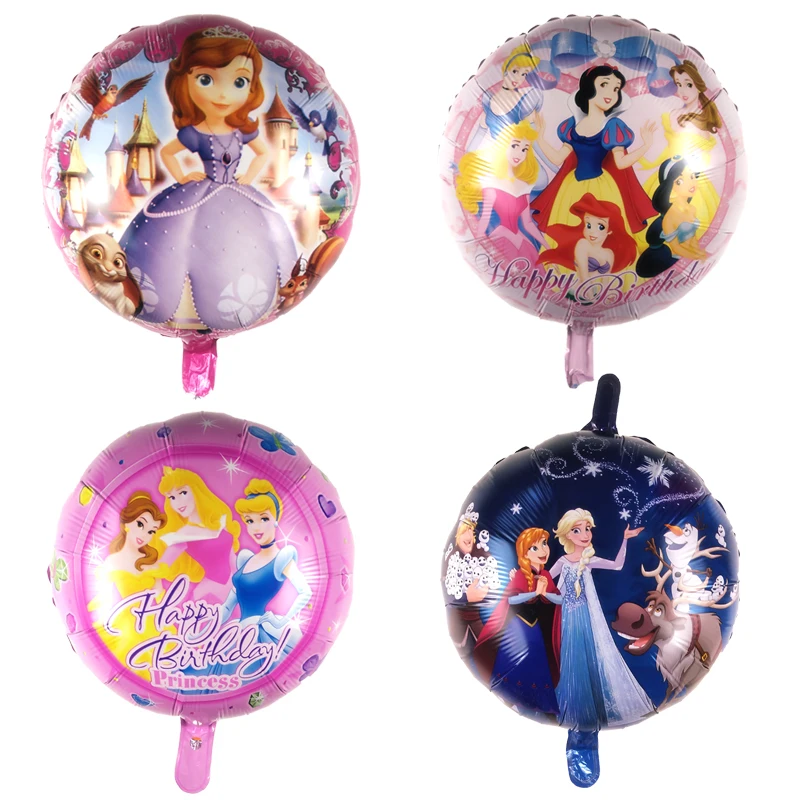 

50pcs/lot Anna Elsa White Snow Cinderella Princess Foil Balloon 18 Inch Round Birthday Party Decoration Helium Balloon Girl Toy
