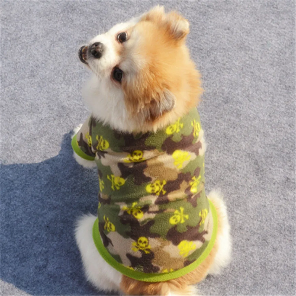 

Pet Dog Skull dog petstyle clothes Camouflage Pullover Fleece Warm Coat Cool Pet Clothes yorkshire terrier clothes
