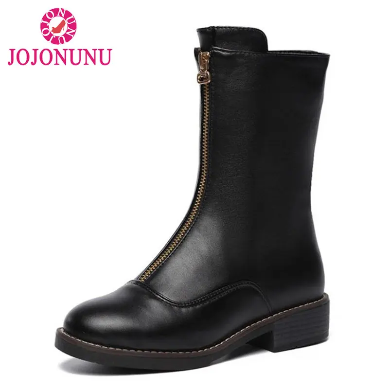 

FITWEE Women Mid Calf Boots High Quality Round Toe Fur Zipper Short Boots Winter Trendy Shoes Women Footwear Size 34-43