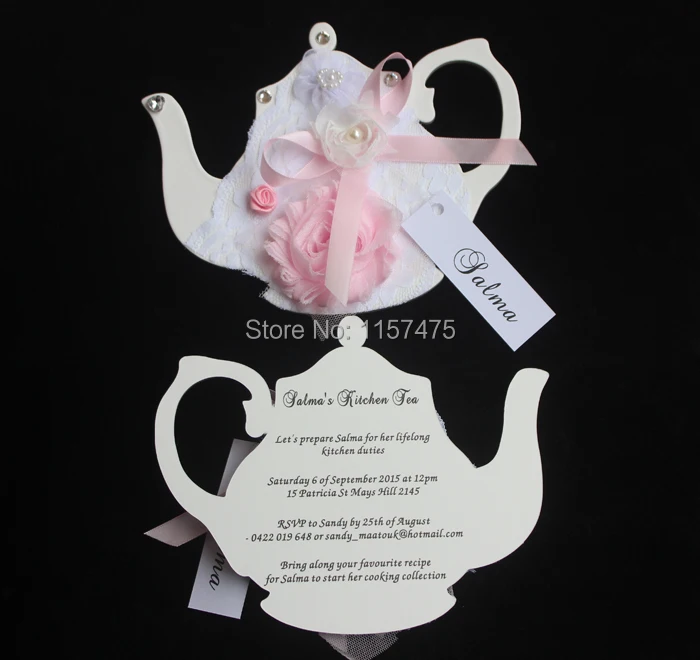 HI1019-23 Customized Kitchen Tea Invites with Lace