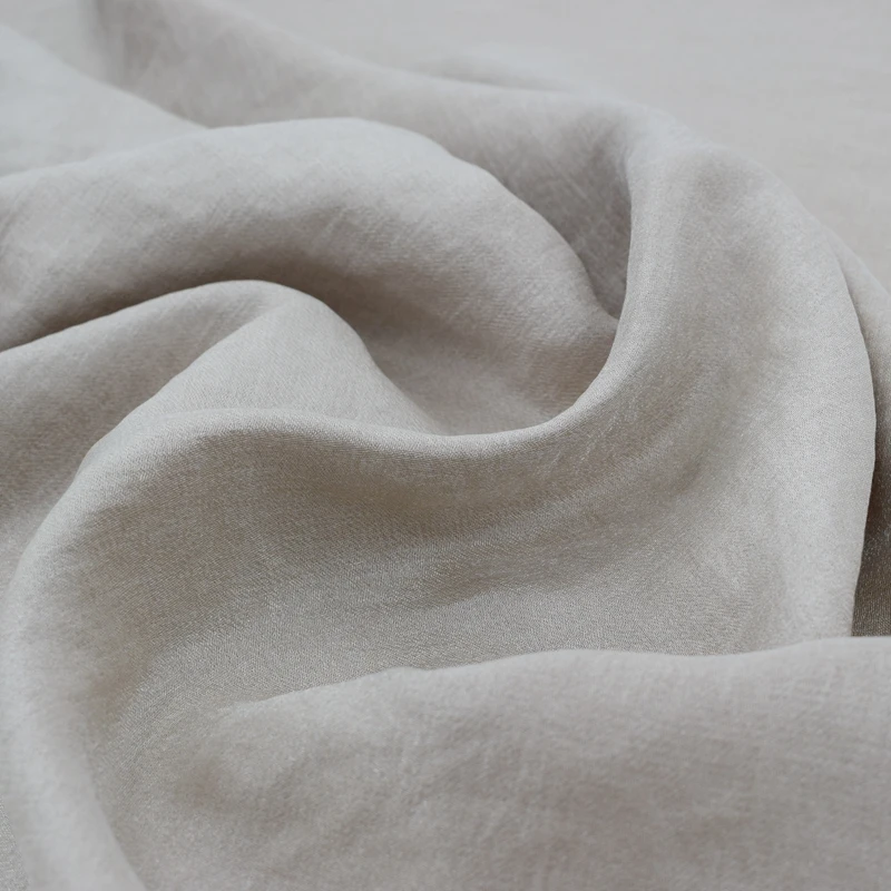 Бежево-серый импортный цветной глазурью низкий ключ Роскошная атласная льняная ткань для платья Пыльник telas por metros tissu vestidos tela