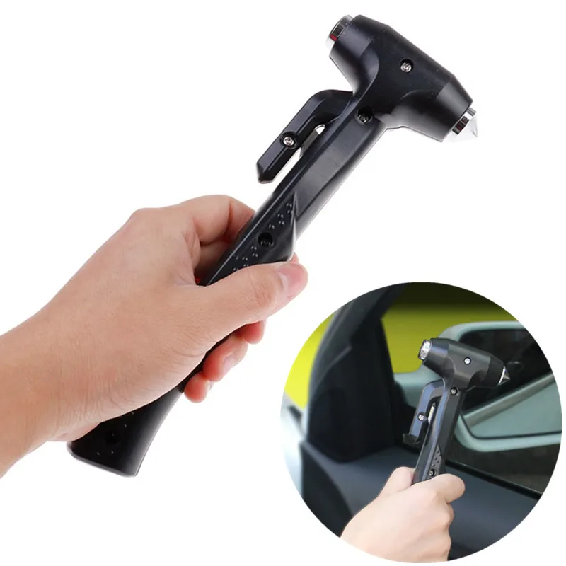 2 Colors Car Safety Hammer Emergency Escape Tool Car Seatbelt Cutter Class Window Punch Breaker with Long Handle Carbon Steel