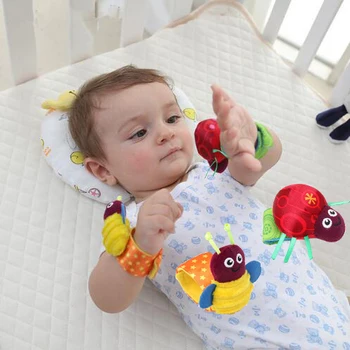 

Newborn Baby Rattles Toys Infant Foot Wrist Band Strap Beetle Bee Plush Sound Dolls Toddler Cartoon Animal Appease Hand Bell Gif