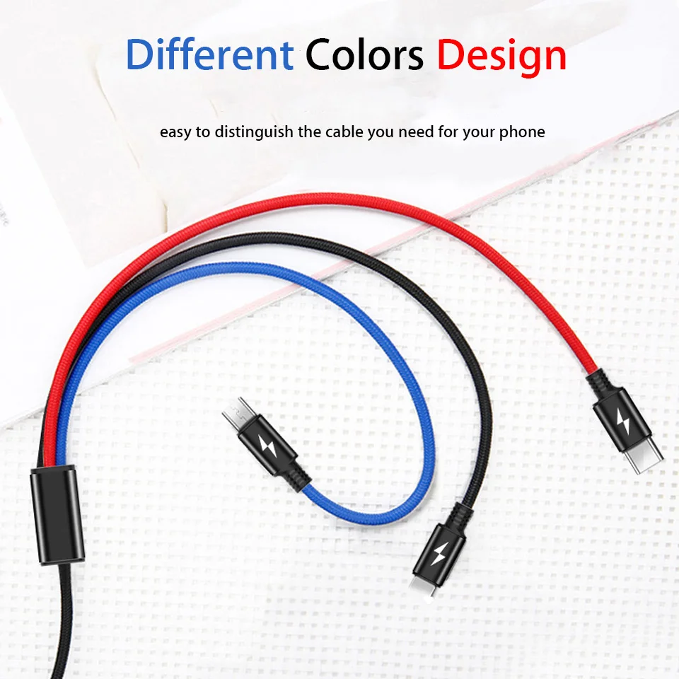 3 в 1 usb type C кабель для зарядки 0,3 м 1,2 м 2 м Micro USB Andriod длинный кабель Универсальный Мульти USB кабель для зарядного устройства для Oppo Oneplus