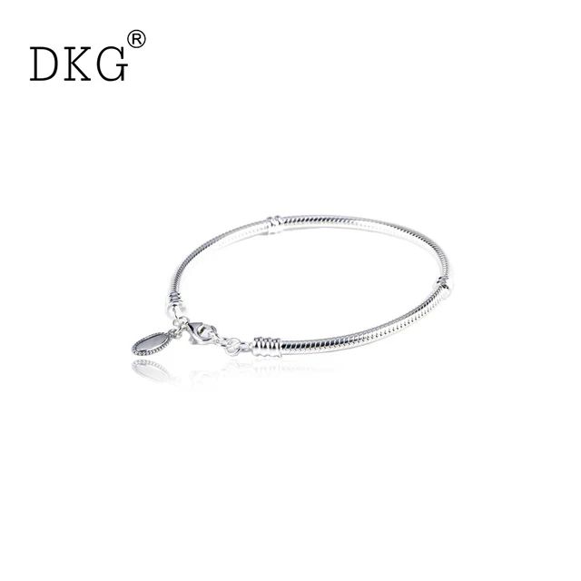 

925 Sterling Silver Charm Moments Charm Bracelet With Lobster Clasp Basic Bracelet Fit Original Bangle DIY Jewelry