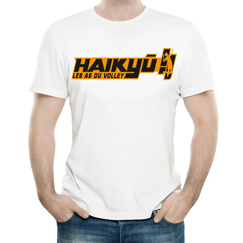 Haikyuu футболка белого цвета Мужская мода короткий рукав Аниме Haikyuu футболка Майки футболки Повседневная футболка