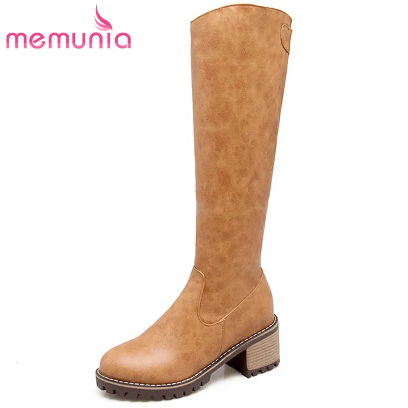 

MEMUNIA 2020 new knee high boots platform boots winter fashion high heels round toe women boots big size 34-43