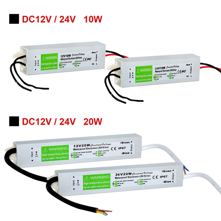 Водонепроницаемый светодиодный драйвер IP67 AC/DC 220 В до 12 в источник питания, переключатель трансформатора, алюминиевый 10 Вт 20 Вт 30 Вт для светодиодных лент