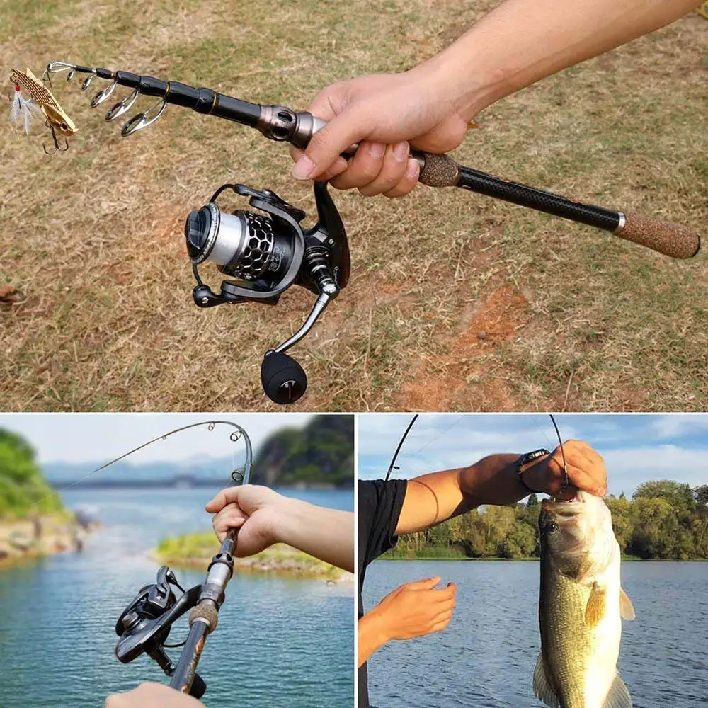 Isca de Pesca Vara de Carbono Vara de Pesca Portátil Potência Viagens Fundição Equipamento Superhard Fiação Telescópica 1.8-2.7m Mão 18 Varas de pescar