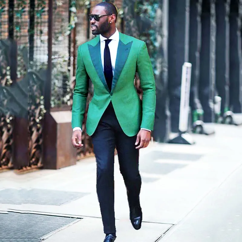 13 Green  Men Suit peaked Lapel