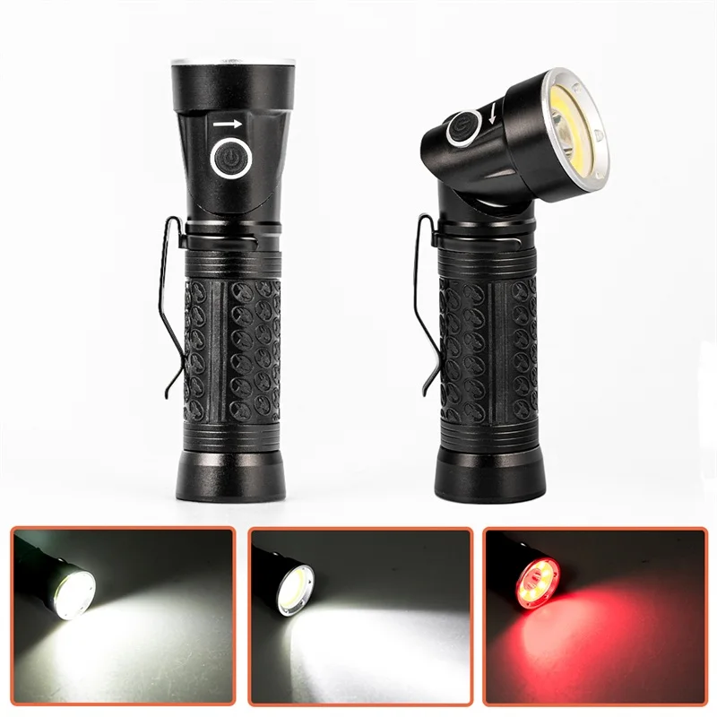 

LED Flashlight 18650 T6+COB 6000LM 90 Degree Fold Multifunction Torch Light For Hunting Camping Search Lantern Lamp Powerful