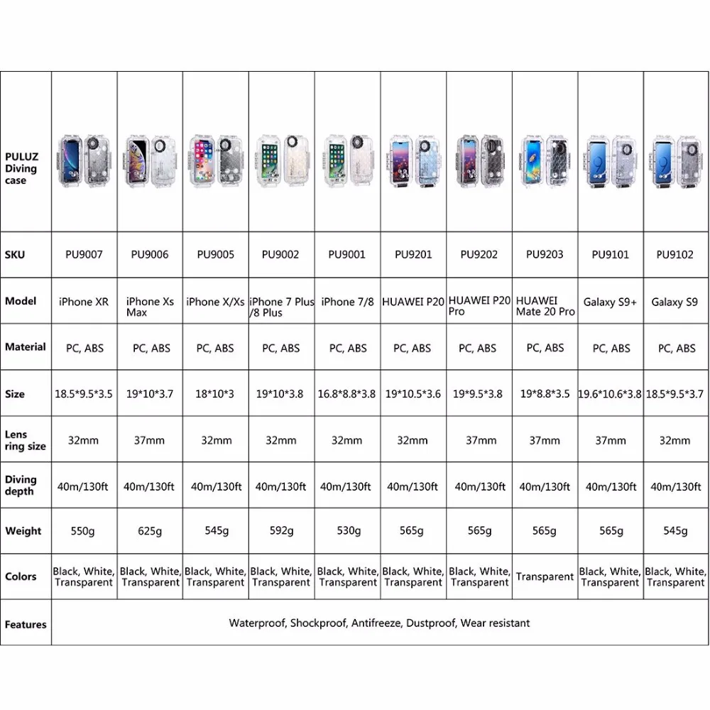 40 м/130 футов водонепроницаемый корпус телефона Дайвинг Корпус фото видеосъемка Высокое качество подводное покрытие чехол для samsung Galaxy S9/S9