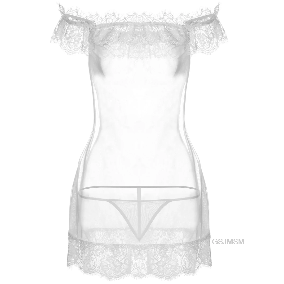 

New Women Sexy Lace Off Shoulder Summer Hot Lingerie Nightwear Sleepwear Dress Bodysuit Lace G-string Underwear Nightdress
