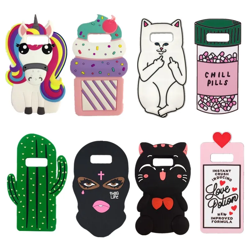 

For Samsung Galaxy Note 8 3D Silicon Cat Uicorn Cupcake Cartoon Soft Cell Phone Cover Case for Samsung Galaxy Note8 6.3 inch