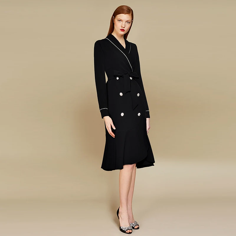 

HIGH QUALITY New Fashion 2019 Fall Winter Designer Runway Dress Women's 3/4 Sleeve Lace Patchwork Velvet Dress