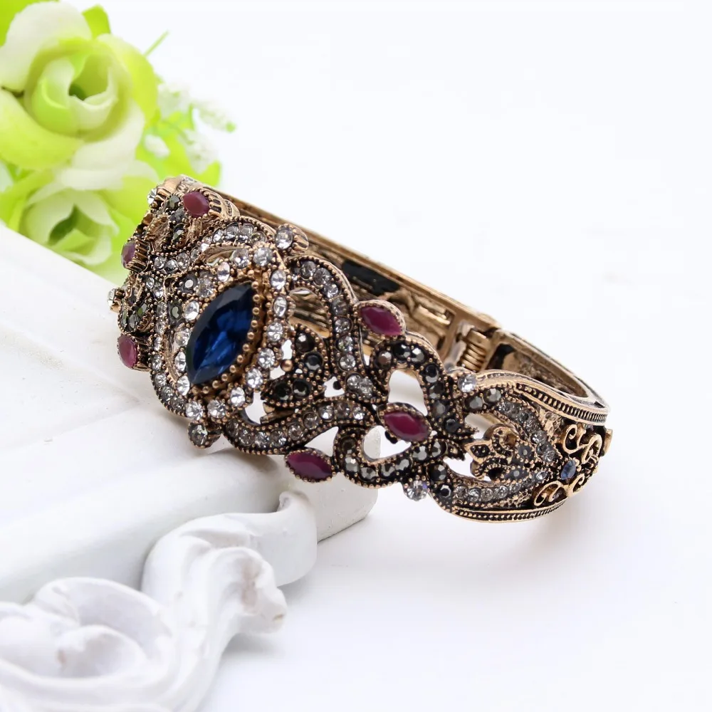 Fashion Turkish Vintage Bangles Flower Rhinestone Antique Bracelet Fashion Turkish Vintage Bangles Flower Rhinestone Antique Bracelet Gold Color Hollow Out Jewelry Las Expensive Festival Gift In From