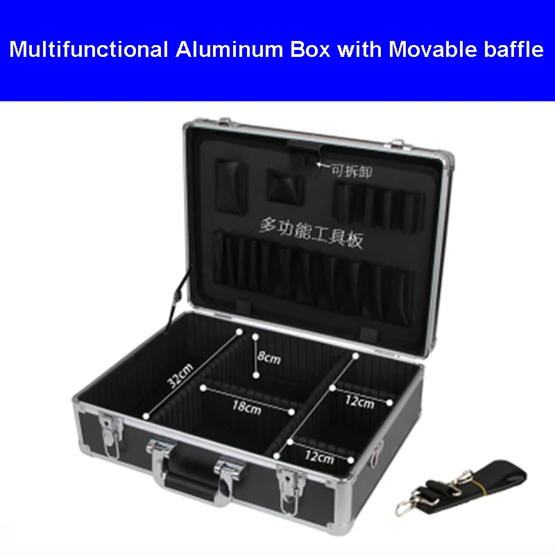 

Aluminum Tool case suitcase toolbox password box File box Impact resistant safety case equipment camera case with pre-cut foam