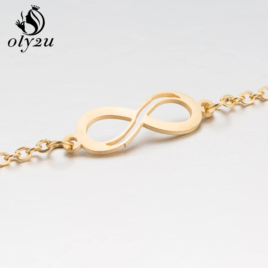 Oly2u модный очаровательный золотой браслет для женщин из нержавеющей стали бесконечный регулируемый браслет ювелирные украшение невесты Bijoux Pulseras Mujer