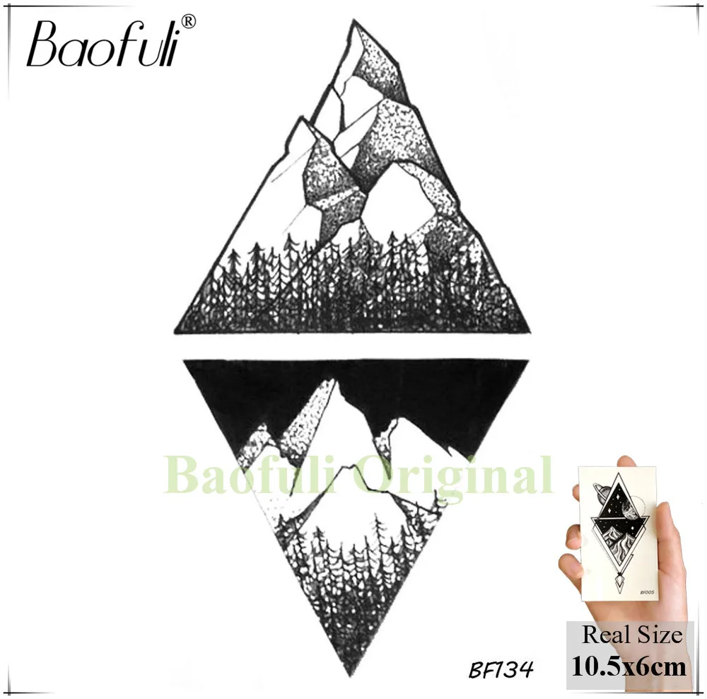 Временные татуировки Baofuli Diamond Sun Mountain Ocean кокосовое дерево боди арт тату черного