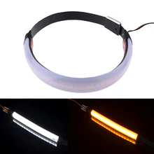 BJMOTO 45-70mm Fork LED Turn Signal Motorcycle Indicator Amber Blinker Lamp Strip For KTM BMW Yamaha Honda