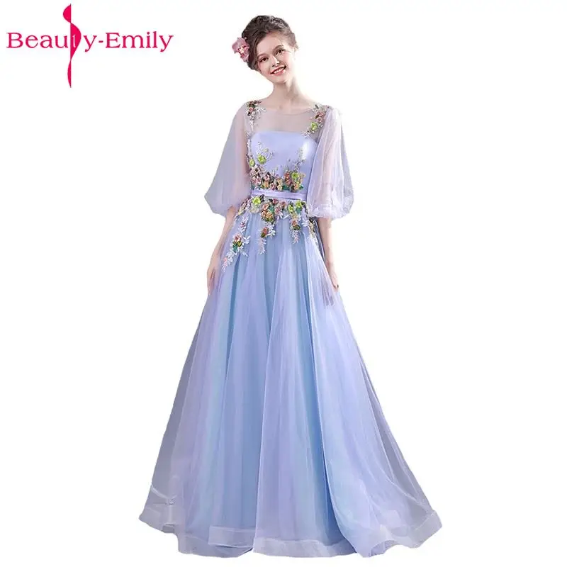 Beauty Emily Blue Purple Evening Dresses 2017 A-line V-neck Sexy Flower Girl Women Party Prom Dresses Beauty Emily Blue Purple Evening Dresses 2017 A-line V-neck Sexy Flower Girl Women Party Prom Dresses