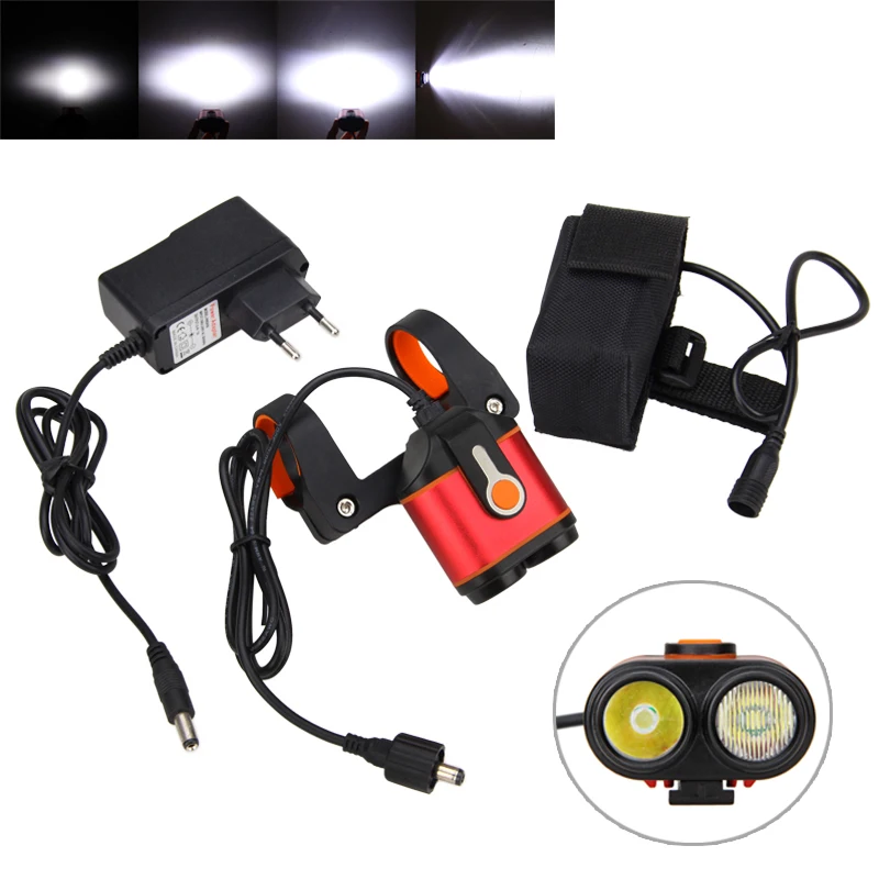 Flash Deal Super Strong Beam Bicycle Rechargeable 10000LM 2xXM-L2 LED Long Distance Light Lamp Headlight +16000mAh Battery Pack+Charger 0