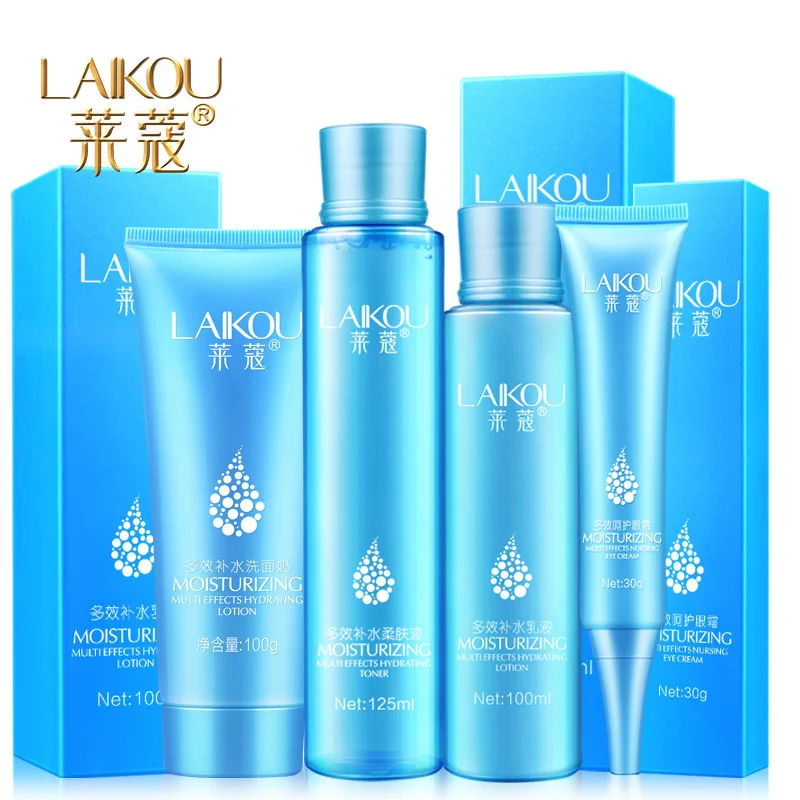 LAIKOU set Moisturizing skin care Kit face Cleanser+Toner+Emulsion+Eye cream sets cosmetics for