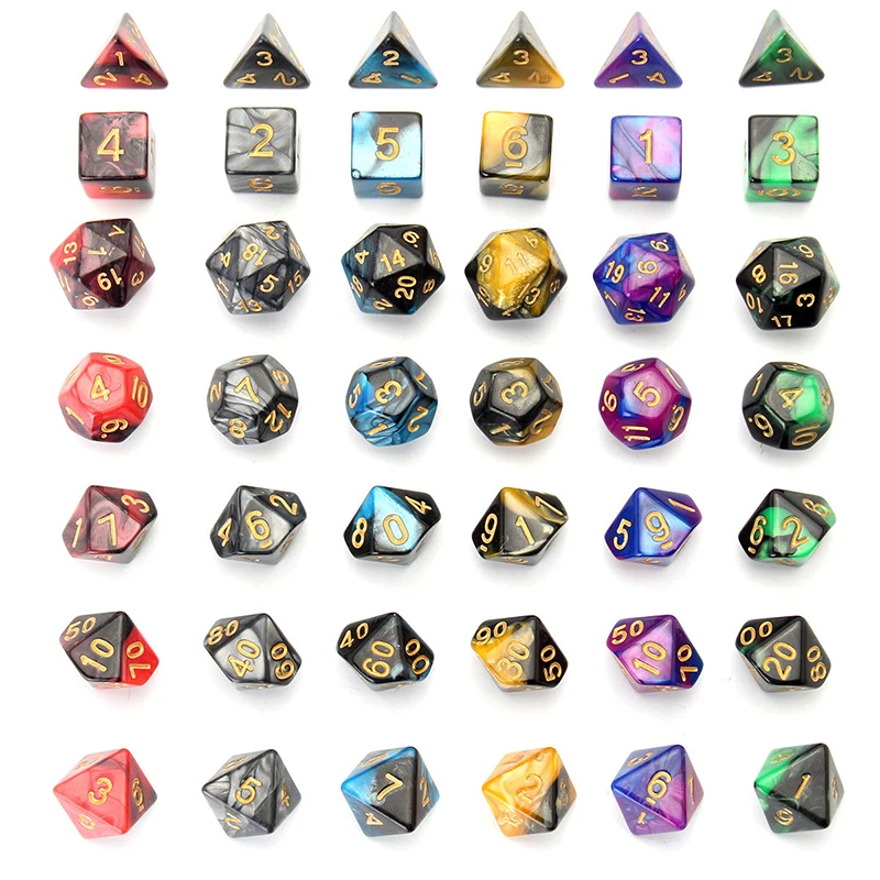 7 типов различных многогранных кубиков двойной цвет для RPG MTG настольная игра 42 шт 6 набор